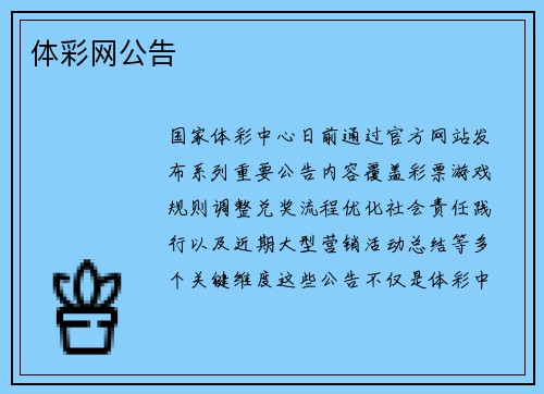 体彩网公告